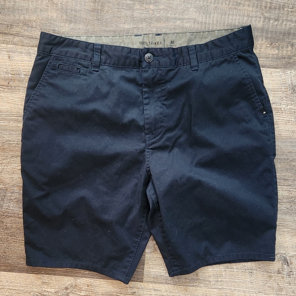 Quiksilver Mens Navy Chino Shorts Size 36 X 9.5" Straight Fit